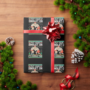 Wrestling Put Your Singlet On Christmas Wrestler Wrapping Paper