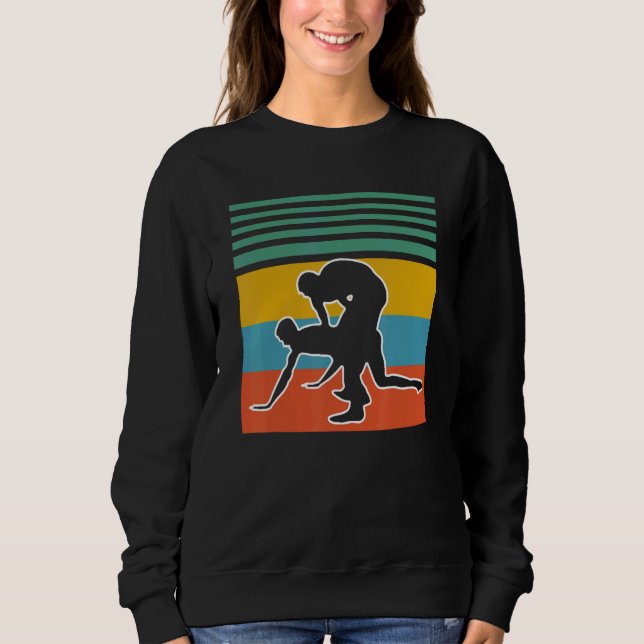 Wrestling Retro Sunset Wrestler 1 Sweatshirt (Front)