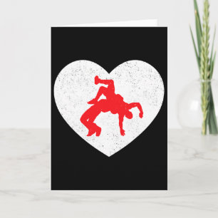 Wrestling Silhouette Valentine Heart Shape Lovers Card