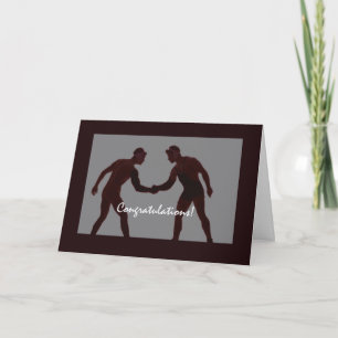 Wrestling Sport, Black & Grey Congratulations Card