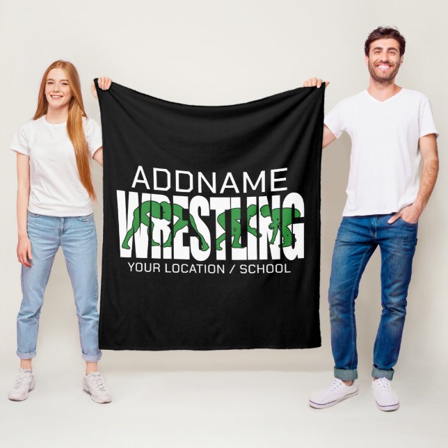 Wrestling Team ADD TEXT School Athlete Wrestler Fleece Blanket (In Situ)