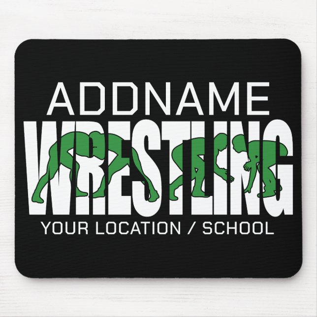 Wrestling Team ADD TEXT School Athlete Wrestler  Mouse Pad (Front)