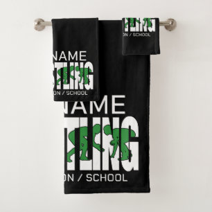 Wrestling Team ADD TEXT School Varsity Wrestler Bath Towel Set