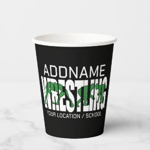 Wrestling Team ADD TEXT School Varsity Wrestler Paper Cups