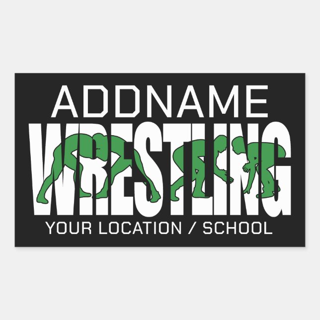 Wrestling Team ADD TEXT School Varsity Wrestler Rectangular Sticker (Front)