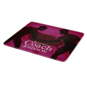 Wrestling Thanks Coach Silhouette Red Cutting Board
