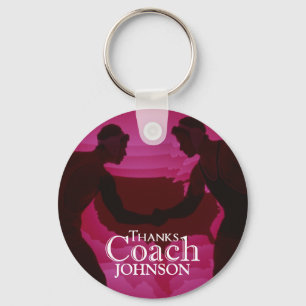 Wrestling Thanks Coach Silhouette Red Key Ring