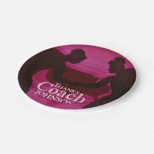 Wrestling Thanks Coach Silhouette Red Paper Plate