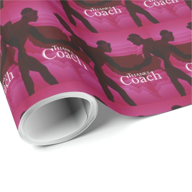 Wrestling Thanks Coach Silhouette Red Wrapping Paper (Roll Corner)