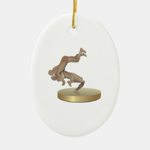 Wrestling Trophy Ceramic Ornament