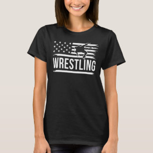 Wrestling Us Flag Vintage Wrestlers Mma T-Shirt