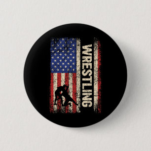 Wrestling Usa American Flag Shirt Wrestle 4th Of J 6 Cm Round Badge