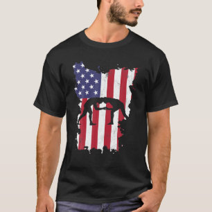 Wrestling USA Flag America 4Th Of July Murica Gift T-Shirt