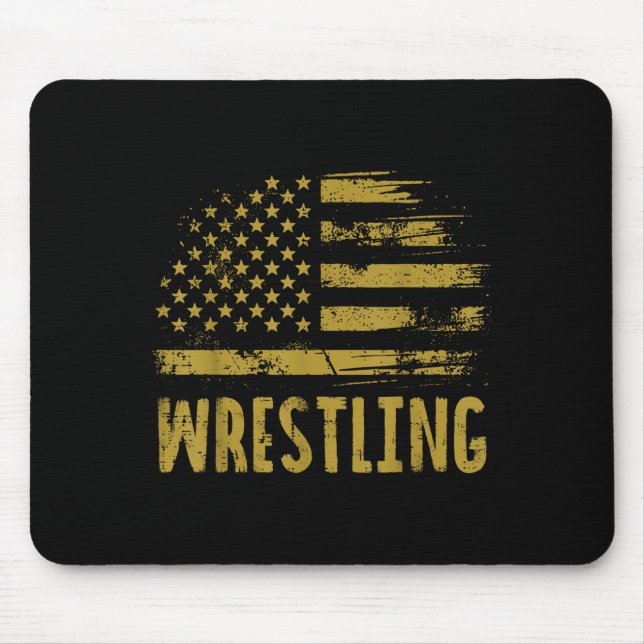 Wrestling Usa Flag Wrestler Patriotic Men Boys Kid Mouse Pad (Front)