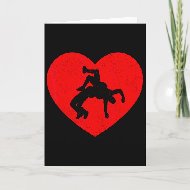 Wrestling Valentine Heart Shape Wrestling Lovers  Card (Front)