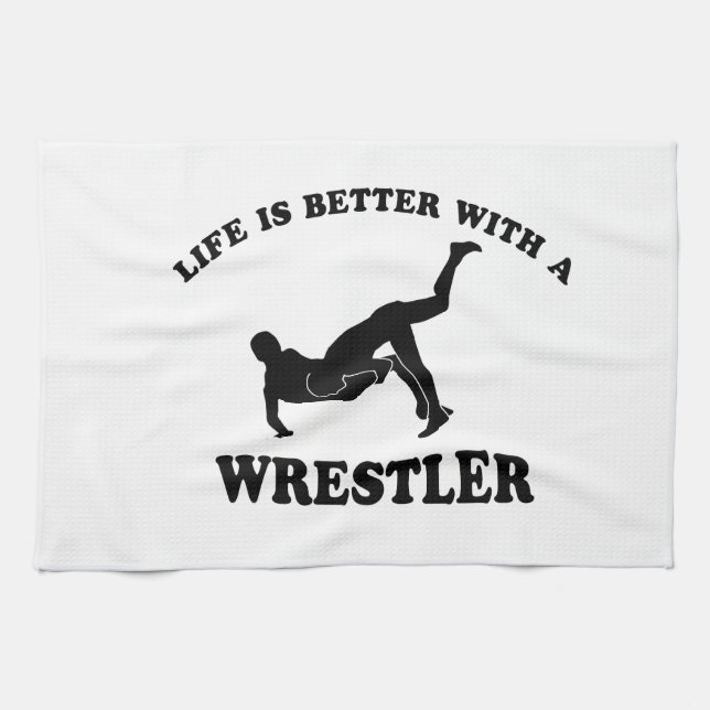 Wrestling Vector Designs Tea Towel (Horizontal)