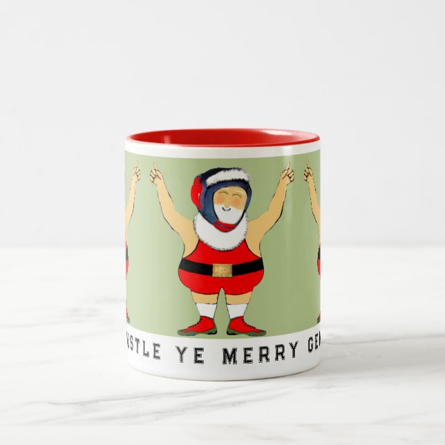 Wrestling Wrestler Christmas Collectable Two-Tone Coffee Mug (Center)