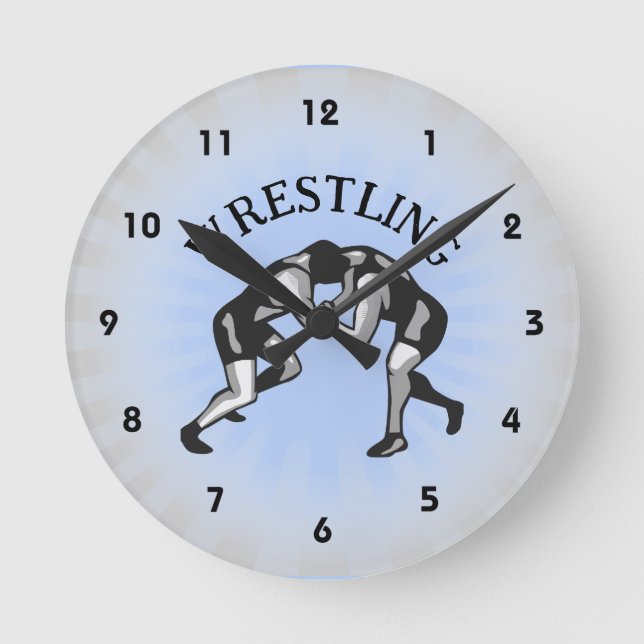 Wrestling Wrestler Design Round Clock (Front)