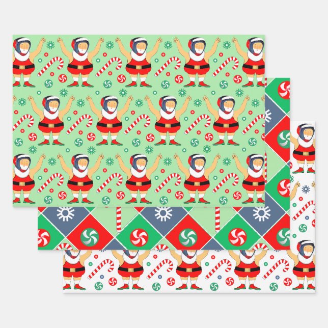 Wrestling Wrestler Holiday Gift Wrapping Paper (Set)