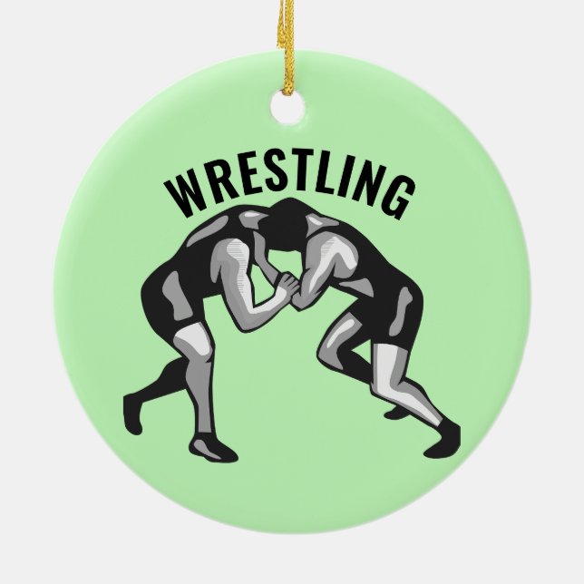 Wrestling Wrestlers Design Ceramic Ornament (Back)