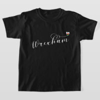 Wrexham Script Font, Welsh Flag In Heart T-Shirt