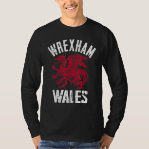 Wrexham Wales Retro Vintage Love Wrecsam Dragon We T-Shirt