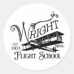Wright Bros. Flight School Classic Round Sticker