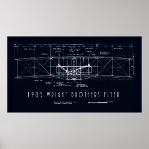 WRIGHT BROS KITTY HAWK FLYER BLUEPRINT POSTER