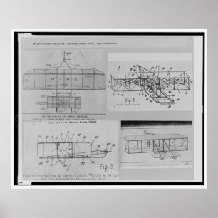 WRIGHT BROTHERS AIRPLANE PATENT DRAWINGS POSTER