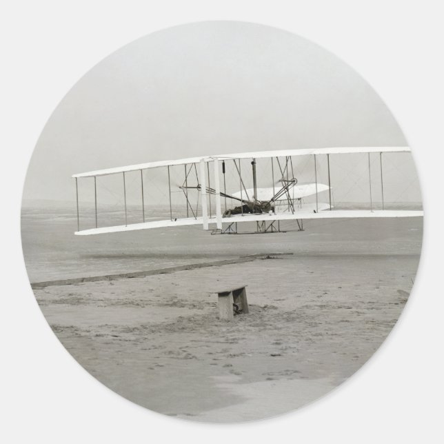 Wright Brothers Flyer First Plane Flight Aviation Classic Round Sticker (Front)