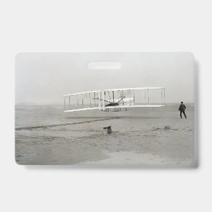 Wright Brothers Flyer First Plane Flight Aviation ID Badge