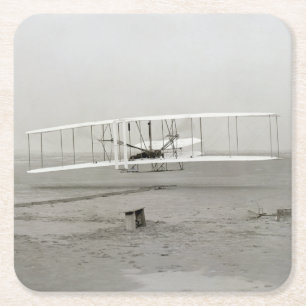 Wright Brothers Flyer First Plane Flight Aviation Square Paper Coaster