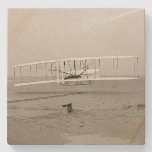 Wright Brothers Flyer First Plane Flight Aviation Stone Coaster