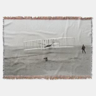 Wright Brothers Flyer First Plane Flight Aviation Throw Blanket