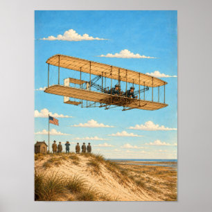 Wright Brothers Flyer Over Kitty Hawk Poster