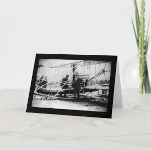 Wright Examines Canoe Attachment to Aeroplane 1909 Card