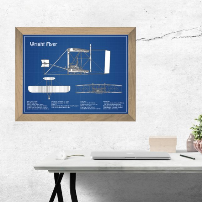 Wright Flyer- Aeroplane Blueprint Drawing Plans AB Photo Print (Creator Uploaded)