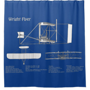 Wright Flyer- Aeroplane Blueprint Drawing Plans AB Shower Curtain