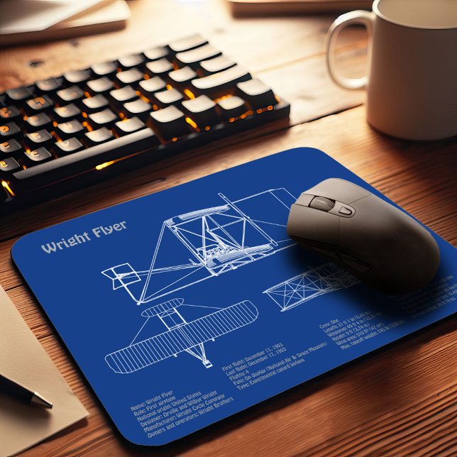 Wright Flyer- Aeroplane Blueprint Drawing Plans AD Mouse Pad (Creator Uploaded)