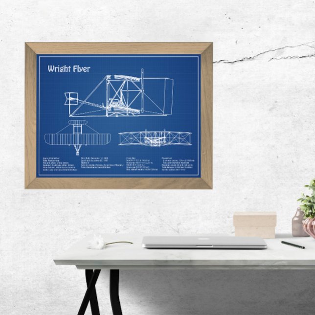 Wright Flyer- Aeroplane Blueprint Drawing Plans AD Photo Print (Creator Uploaded)