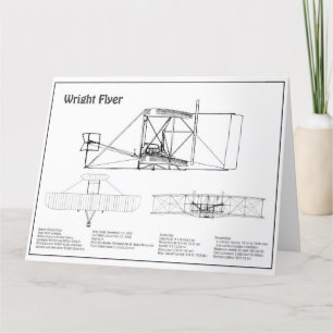 Wright Flyer- Aeroplane Blueprint Drawing Plans BD Thank You Card