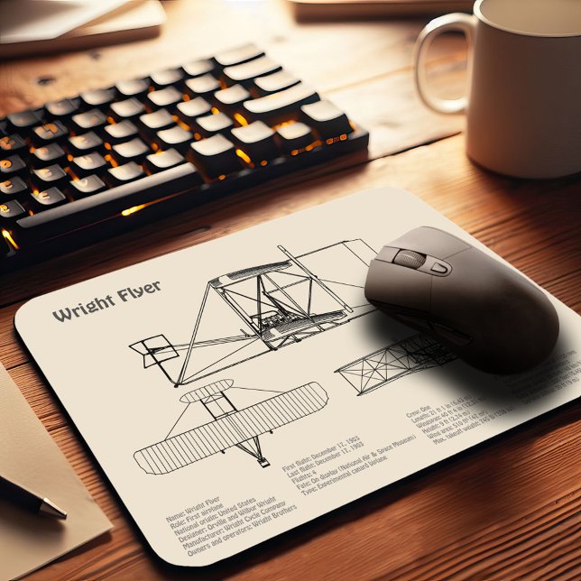 Wright Flyer- Aeroplane Blueprint Drawing Plans SD Mouse Pad (Creator Uploaded)