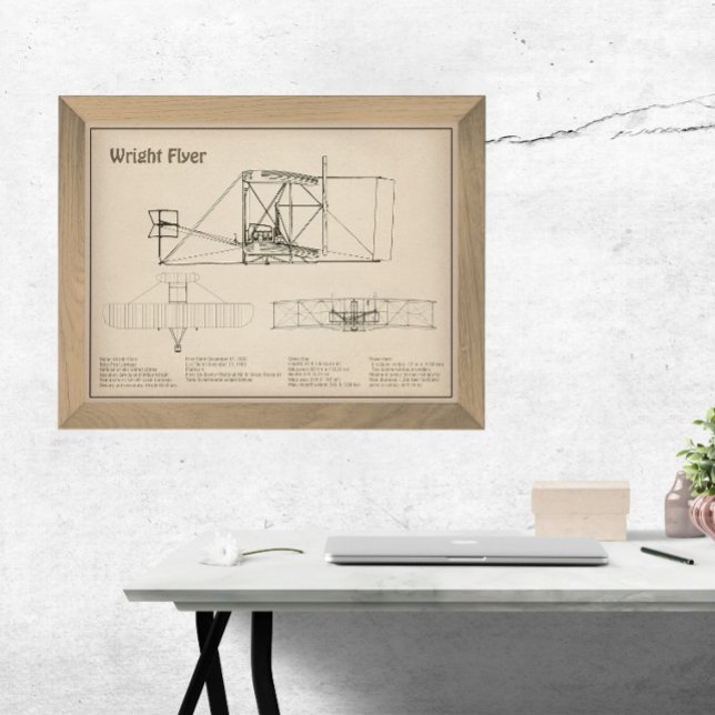 Wright Flyer- Aeroplane Blueprint Drawing Plans SD Photo Print (Creator Uploaded)