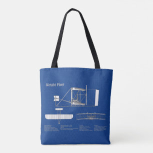 Wright Flyer- Airplane Blueprint Drawing Plans ABD Tote Bag