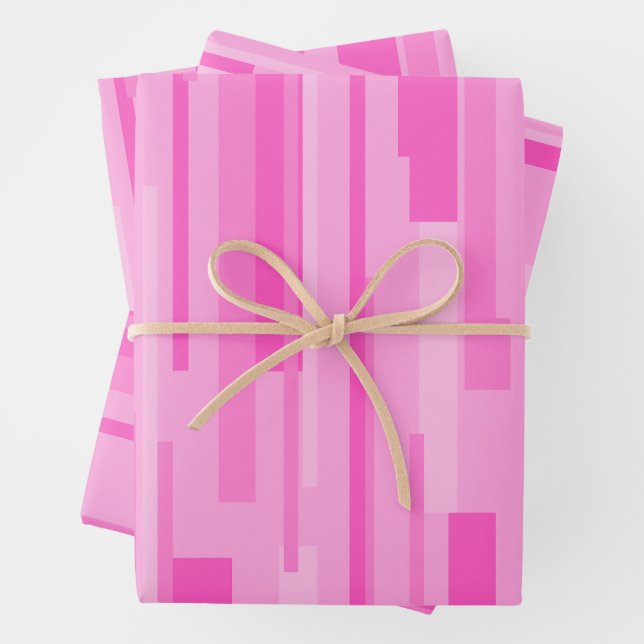 Wright Hot Pink Mid Century Modern Pattern Wrapping Paper Sheet (In situ)
