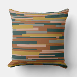 Wright Midcentury Modern Geometric Pattern Rust Cushion