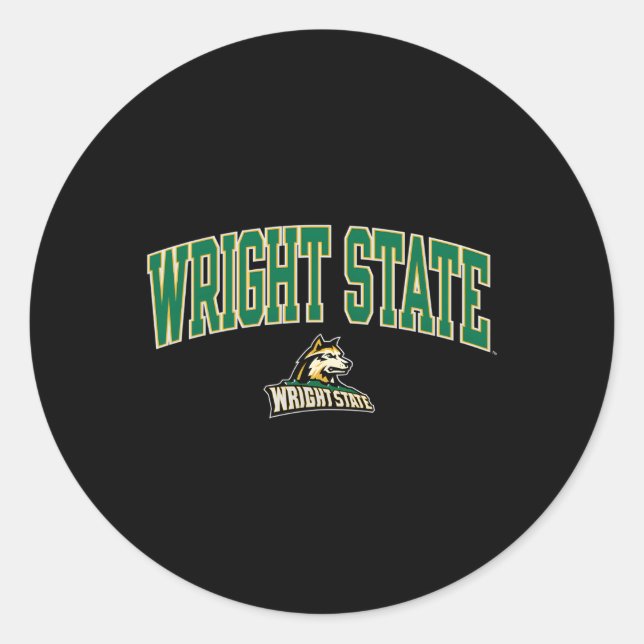 Wright State Raiders Arch Over Classic Round Sticker (Front)