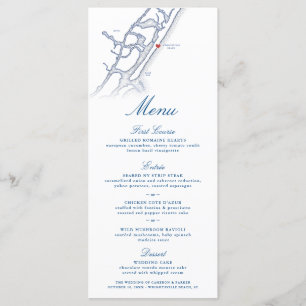 Wrightsville Beach Map Elegant Navy Blue Wedding Menu