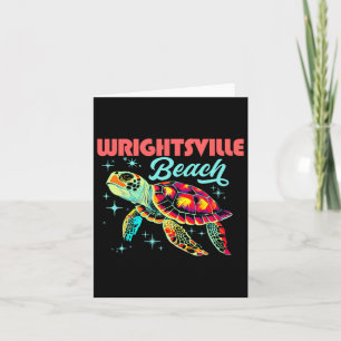 Wrightsville Beach Nc Artistic Sea Turtle Retro Card