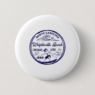 Wrightsville Beach, Nc Surfing Longboard Living De 6 Cm Round Badge